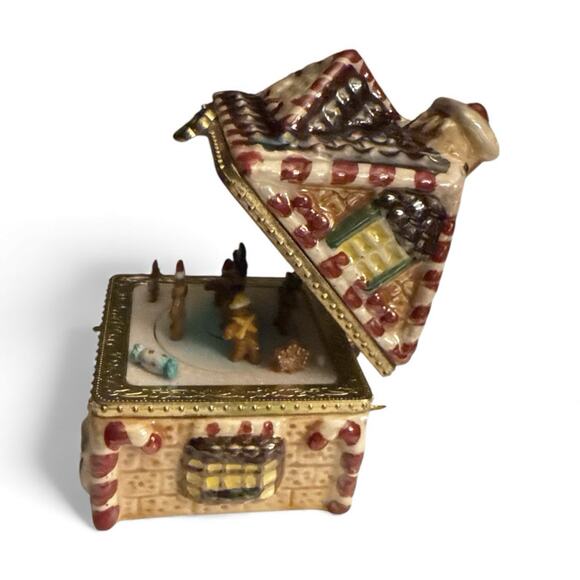 Mr. Christmas Hinged Gingerbread House Trinket Music Box Ornament Works Great - Picture 6 of 10